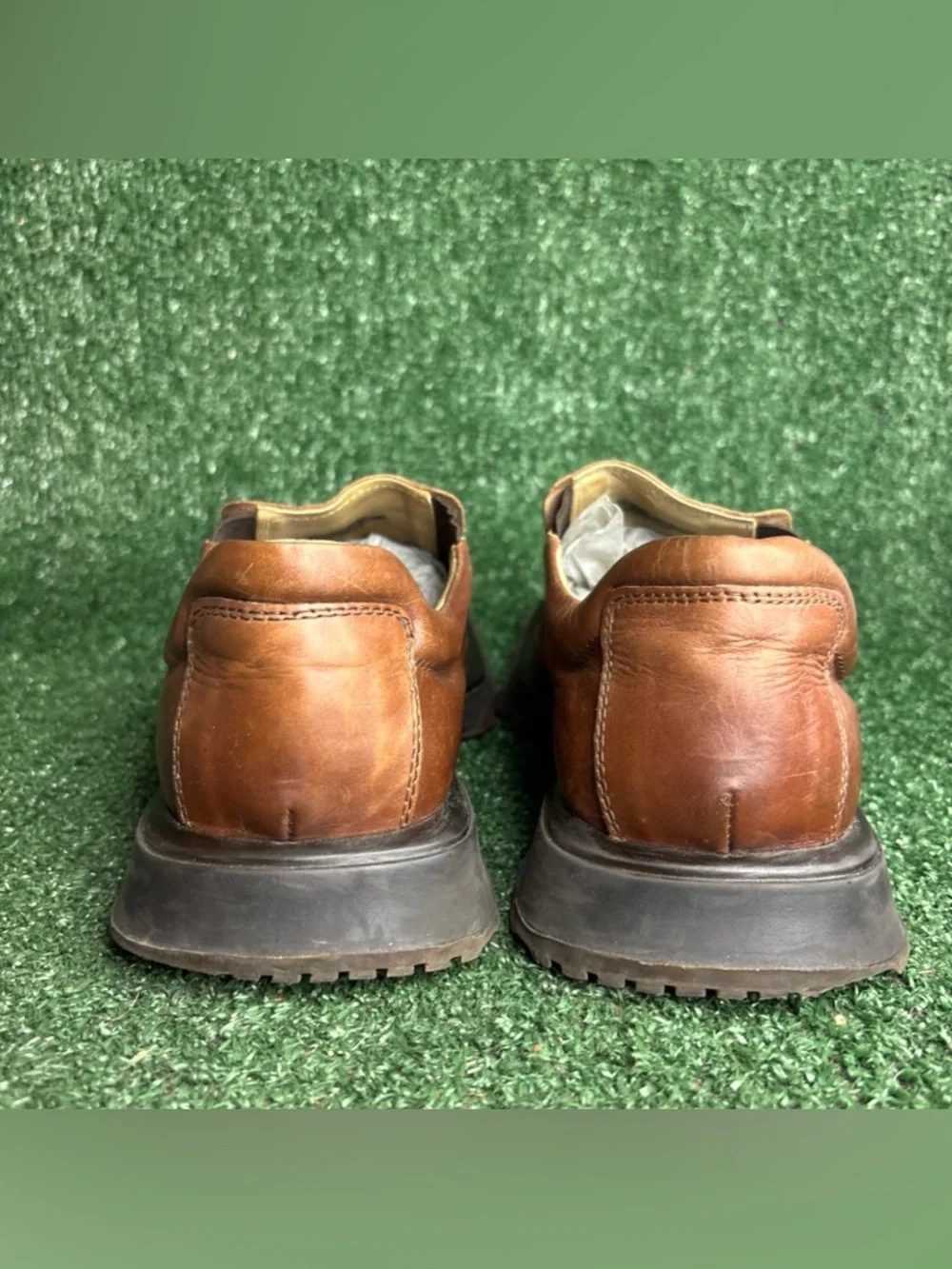 VINTAGE‎ Skechers Chunky Loafers Men's 9.5 Brown Leather Slip On Grunge ITALY